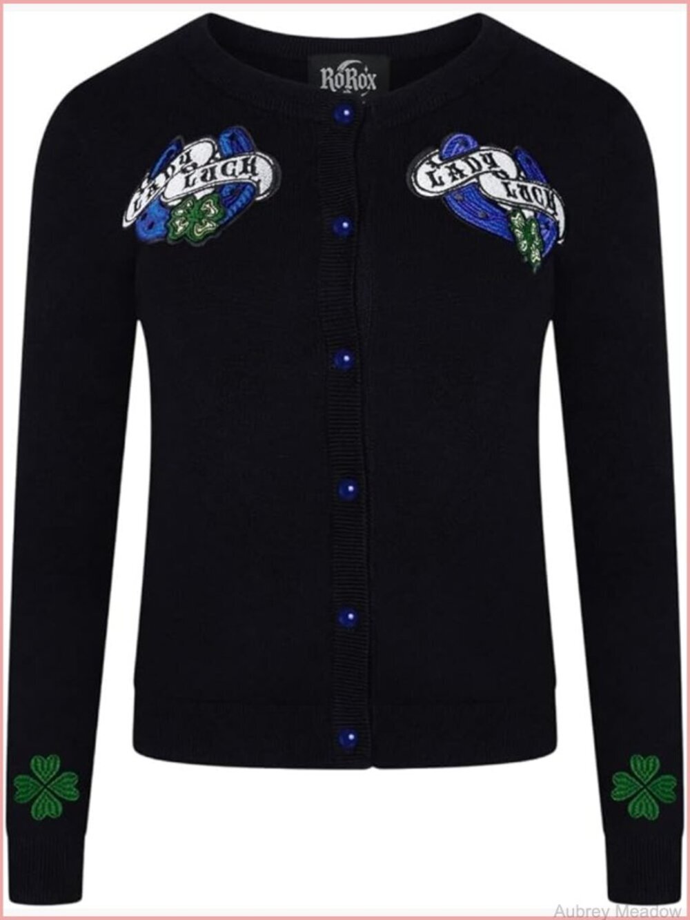 Retro 50s Rockabilly Embroidered Knit Cardigan Sweater Women's Vintage